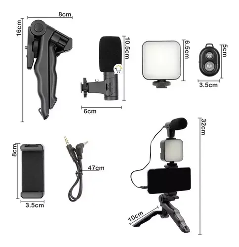 Estabilizador Soporte Celular Luz Led Micrófono + Control