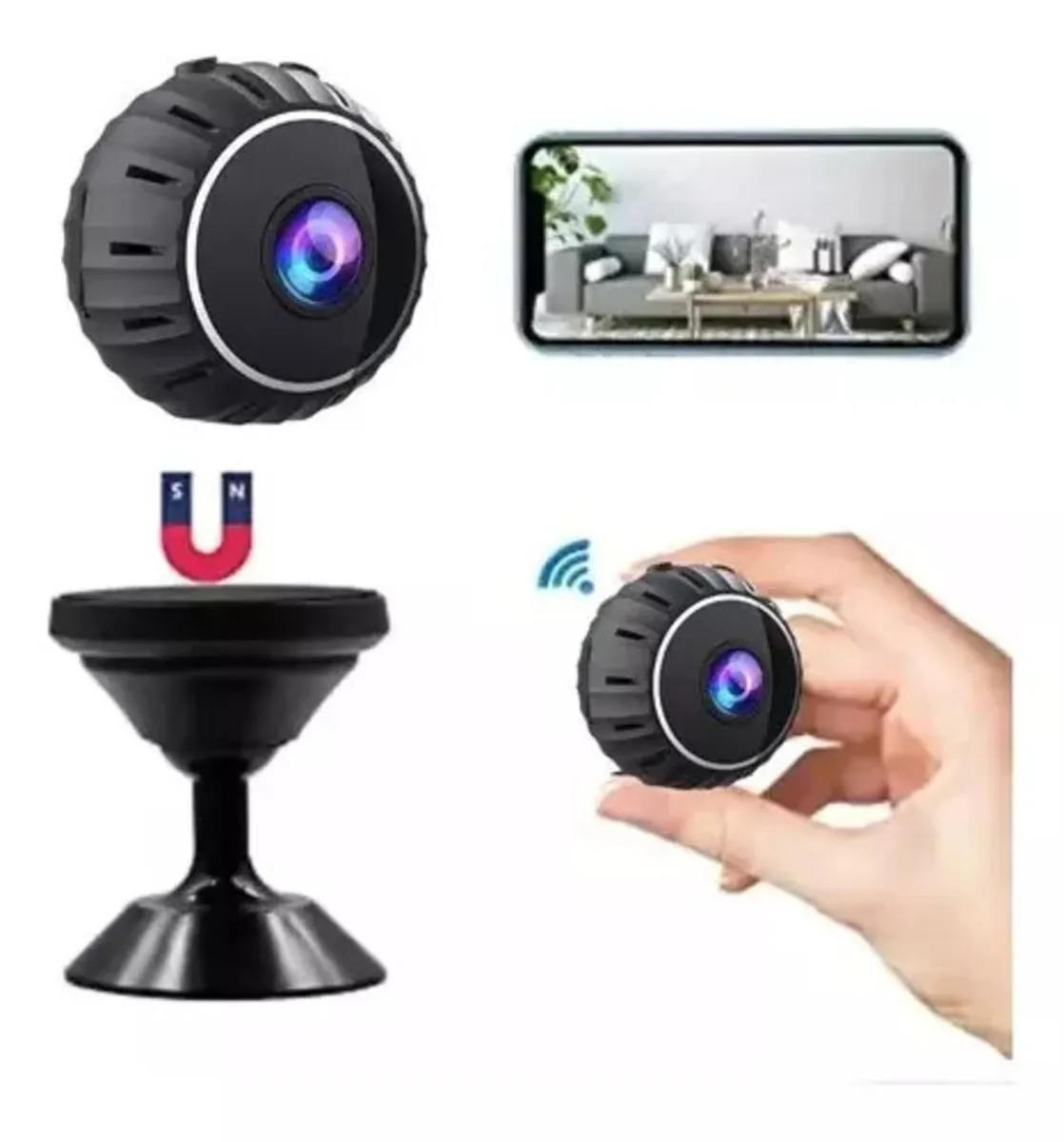 Mini Cámara Espía Hd Inalámbrica Wifi Infrarrojo Imán 360°