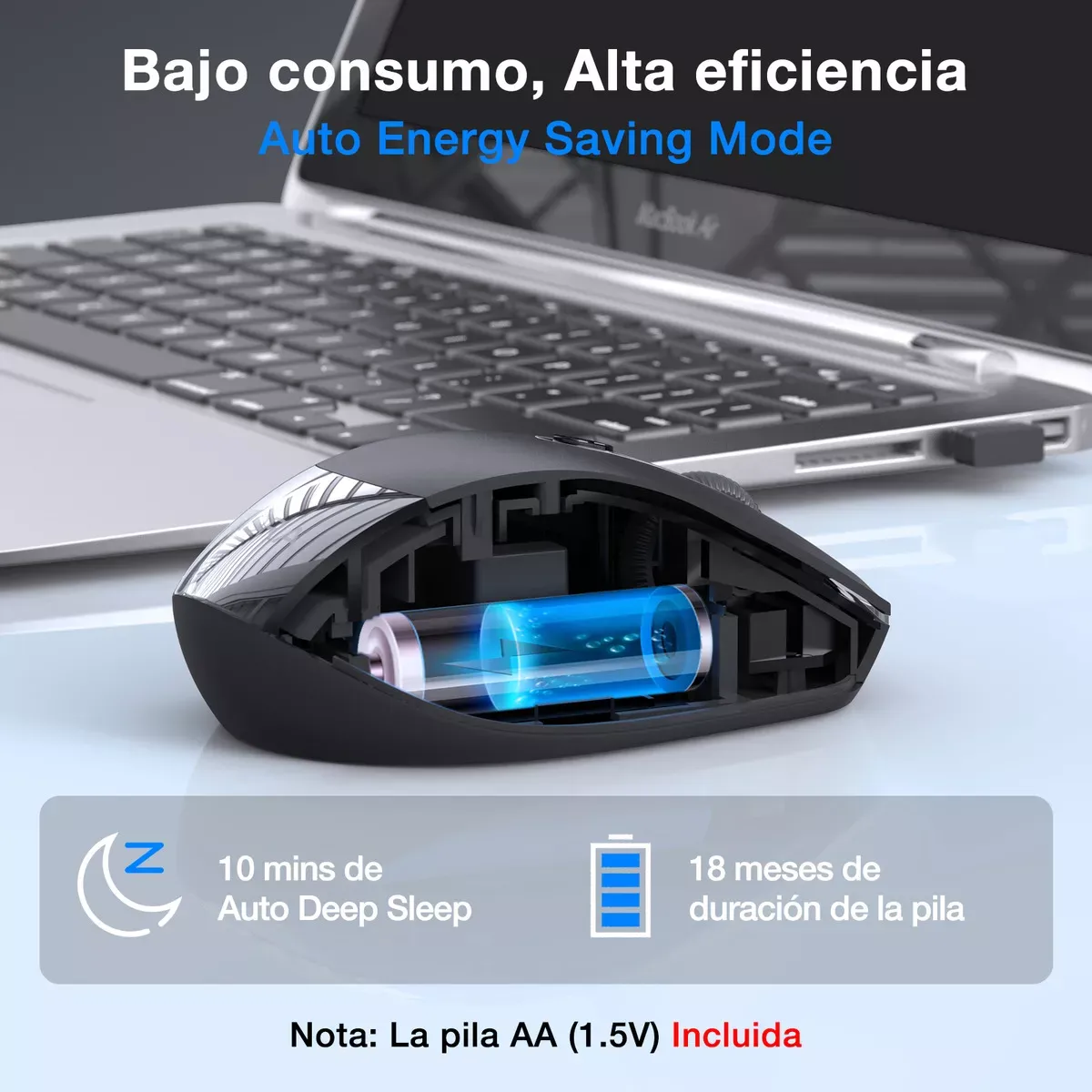 Mouse Inalámbrico Raton Silencioso Portátil 2.4g 1600 Dpi