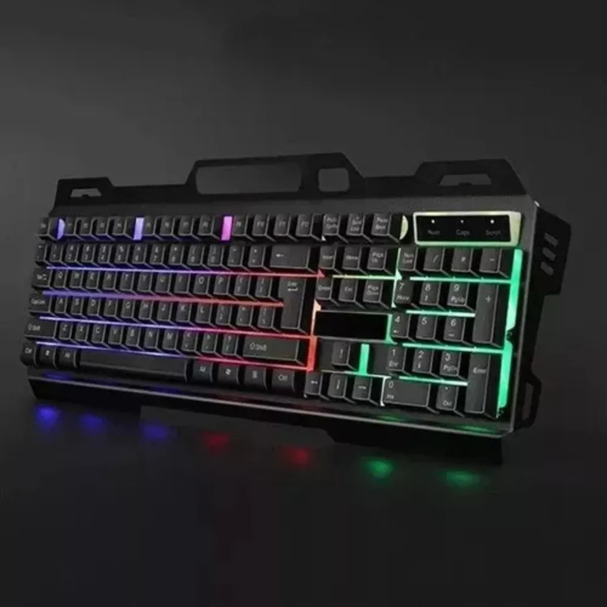 Combo Teclado Metálico Mouse Retroiluminados Usb Luces Rgb