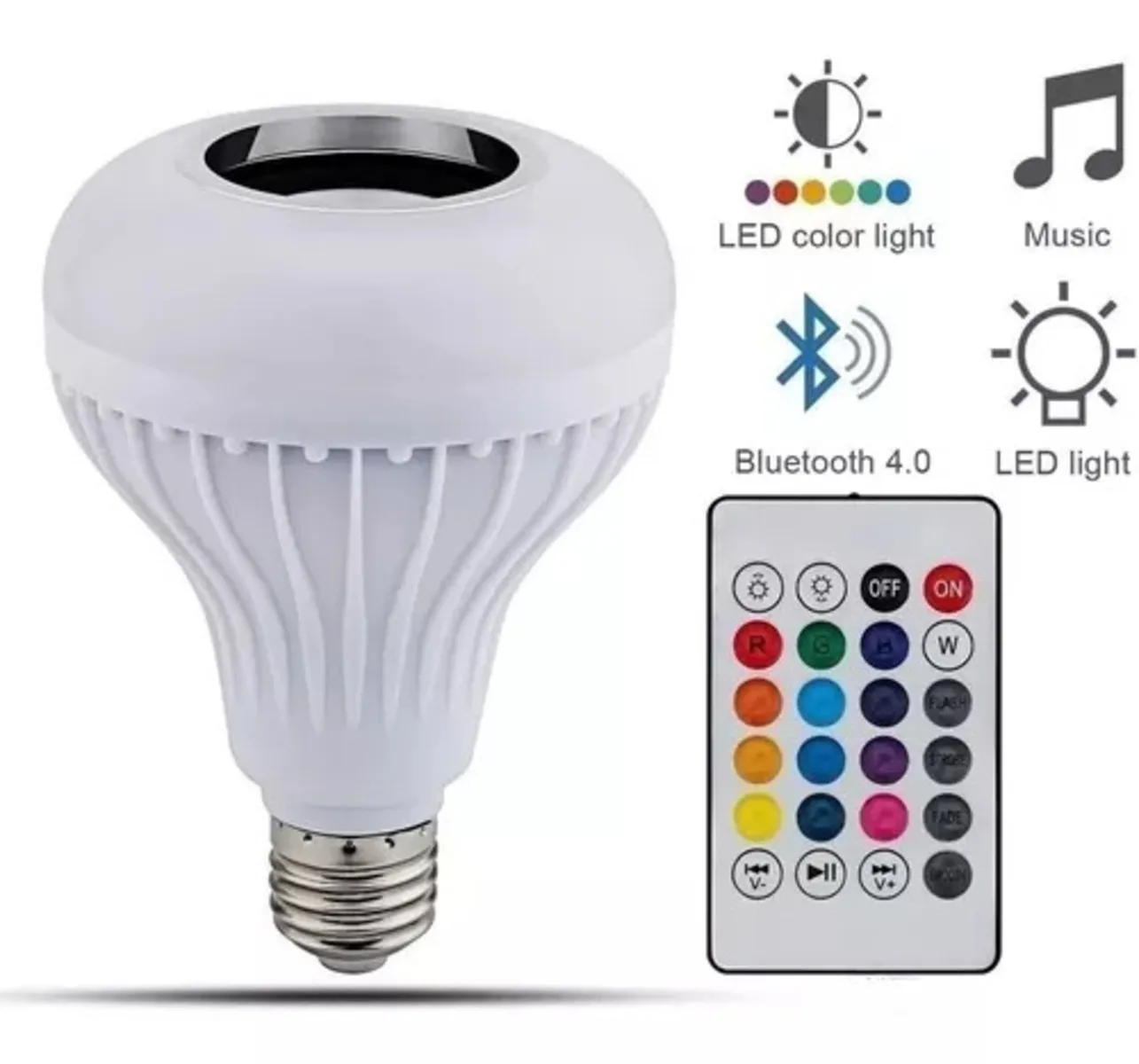 Bombillo Parlante Bluetooth Musica Led Multicolor + Control