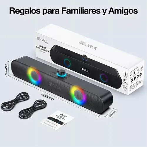 Parlante Barra Para Pc Inalámbrica Con Luces Rgb Altavoz Portátil