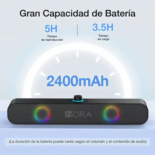 Parlante Barra Para Pc Inalámbrica Con Luces Rgb Altavoz Portátil