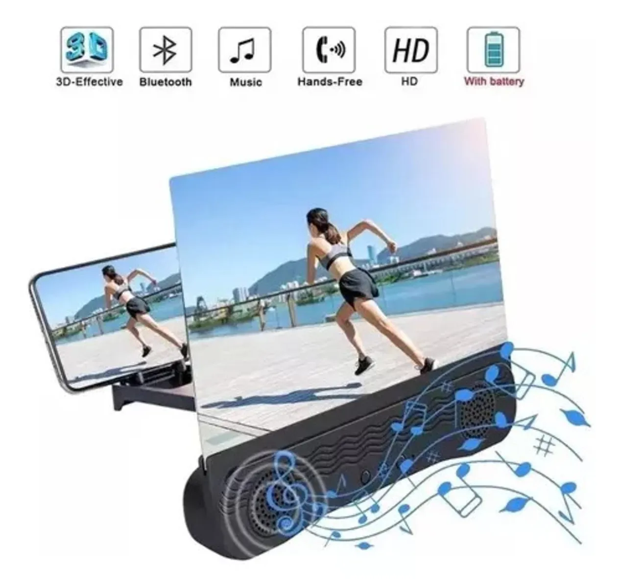 Amplificador Pantalla Imagen Parlantes Celular 3d Bluetooth