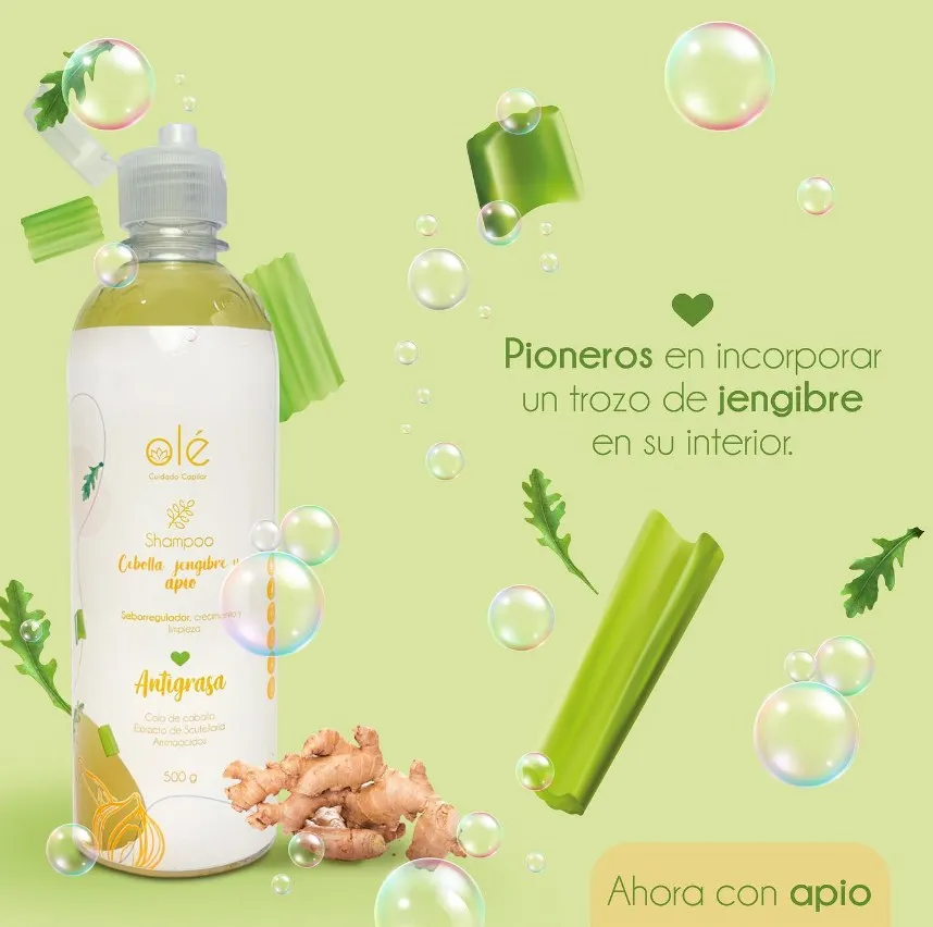 Shampoo cebolla, jengibre, apio Olé Cuidado Capilar