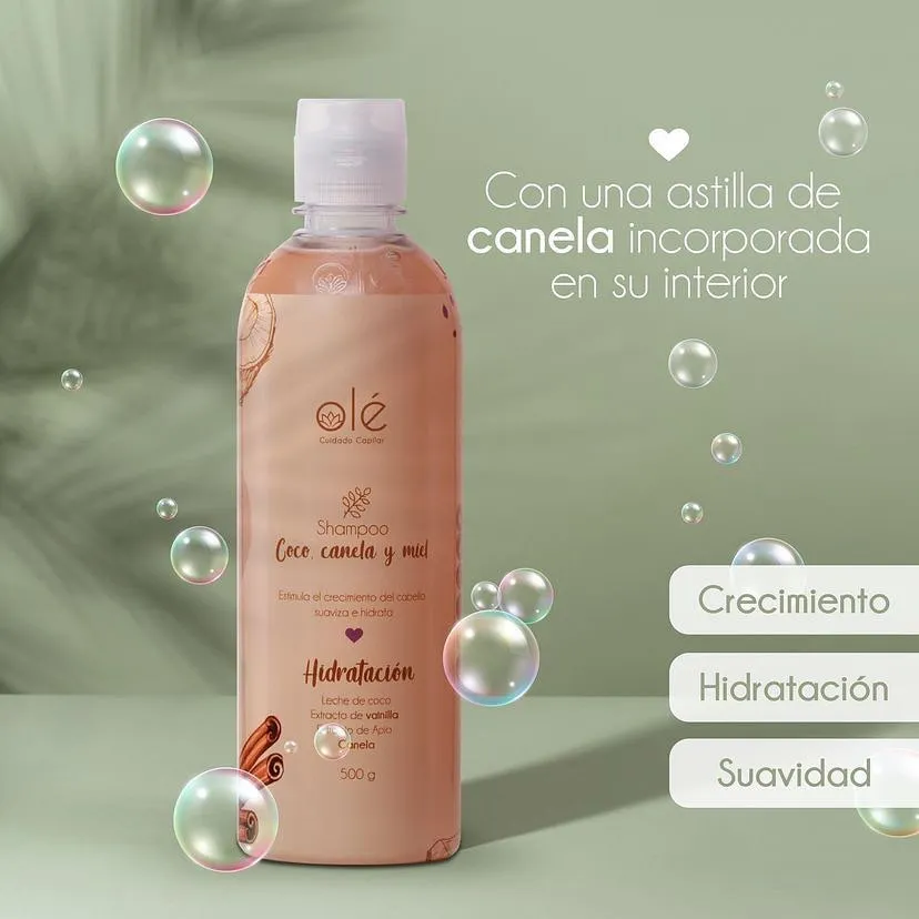 Shampoo coco, canela y miel Olé Cuidado Capilar