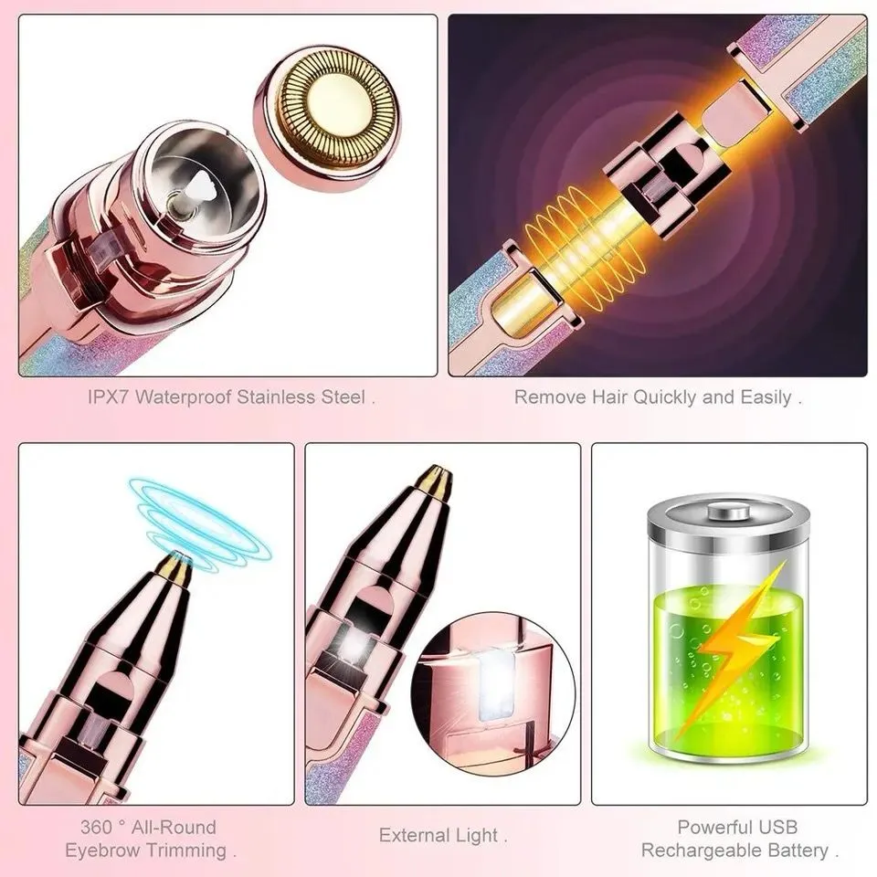 Depiladora Eléctrica Portátil 2 En 1 Para Mujer Recortadora De Cejas