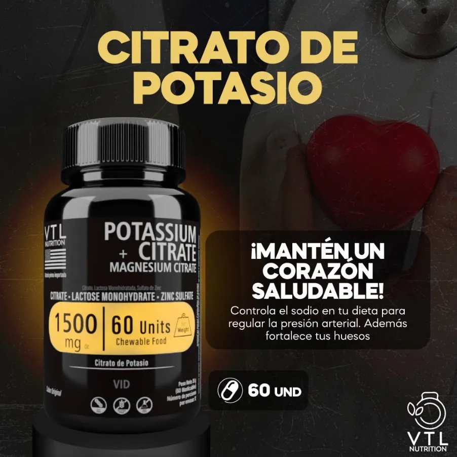 Citrato De Potasio x 60 Pastillas Vtl Nutrición 