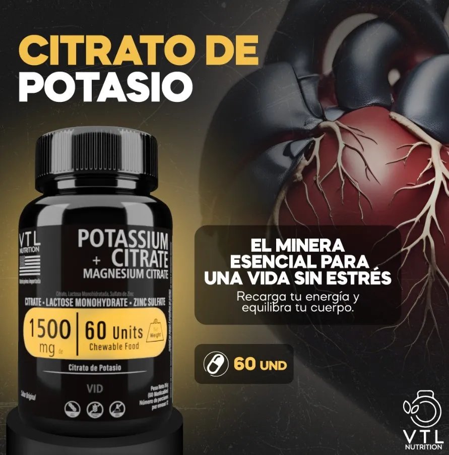 Citrato De Potasio x 60 Pastillas Vtl Nutrición 