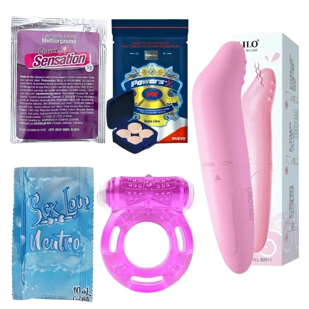 Kit Sexual Vibrador + Lubricante + Anillo+ Potenciador+ Multi