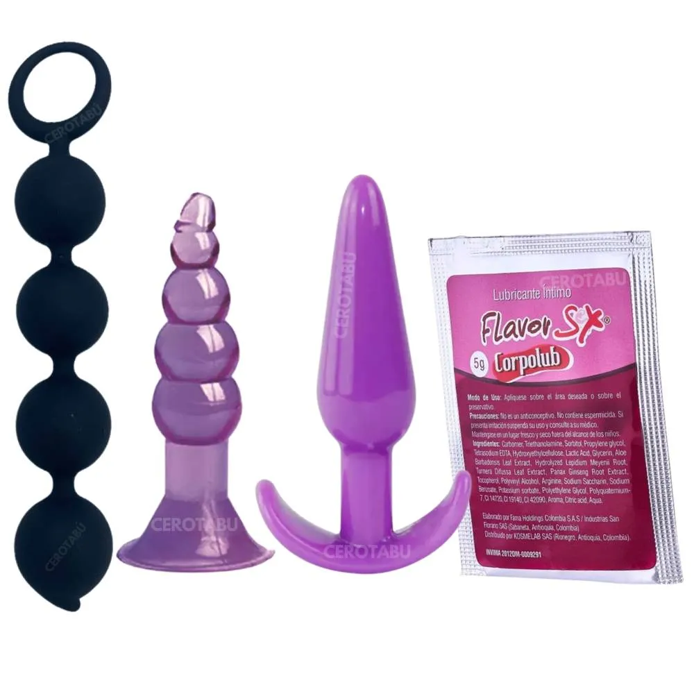 Kit Plug Anal X2 + Bolas Chinas Anales + Lubricante Anal 5g