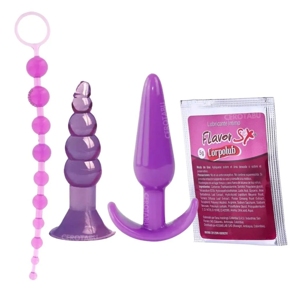 Kit Plug Anal X2 + Bolas Chinas Anales + Lubricante Anal 5g