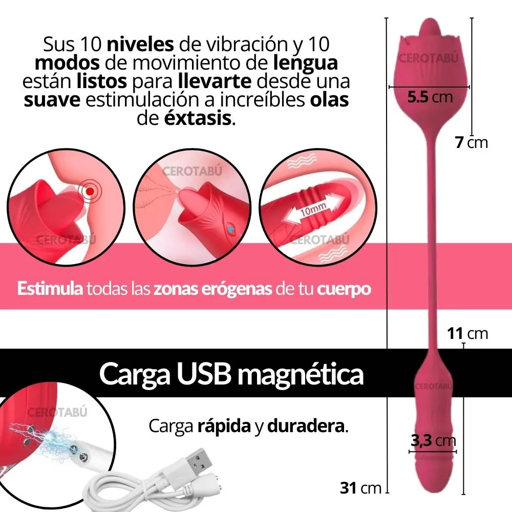 Vibrador Rosa Consolador Punto G Y Clítoris Juguete Sexual 