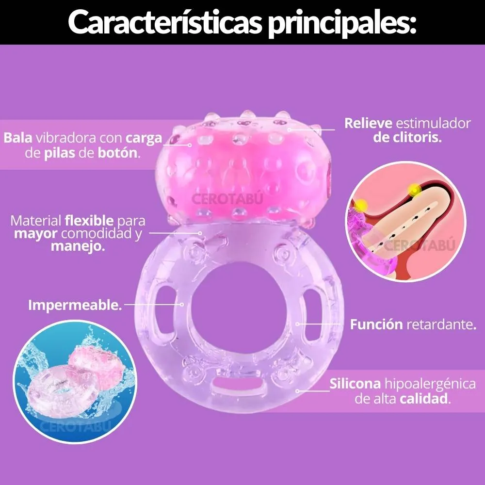 Anillo Vibrador Retardante Para Pene Texturizado Juguete Sexual 