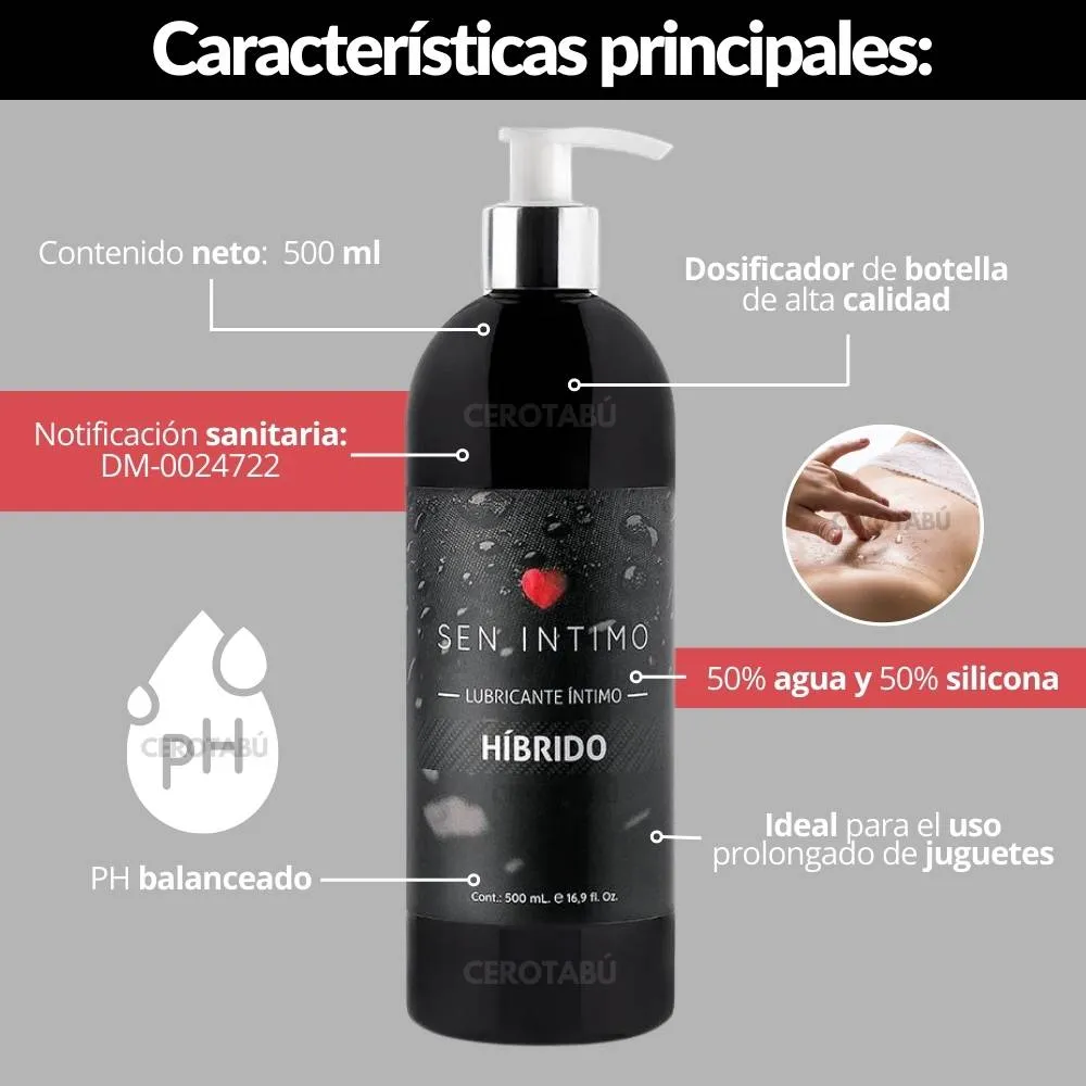 Lubricante Hibrido A Base De Agua Y Silicona Sen Intimo x500 ml