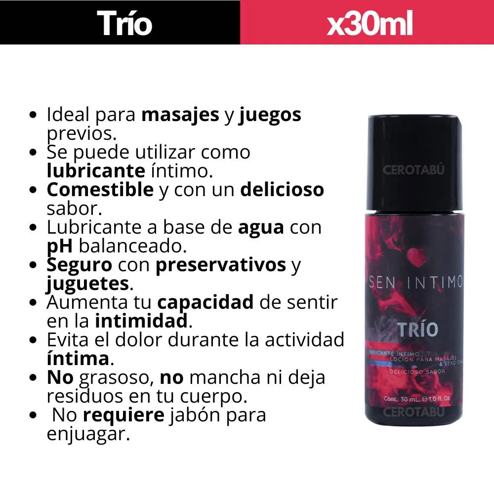 Lubricante Trio 3 En 1 Sexo Oral Vaginal Masajes Sen Intimo 30ml