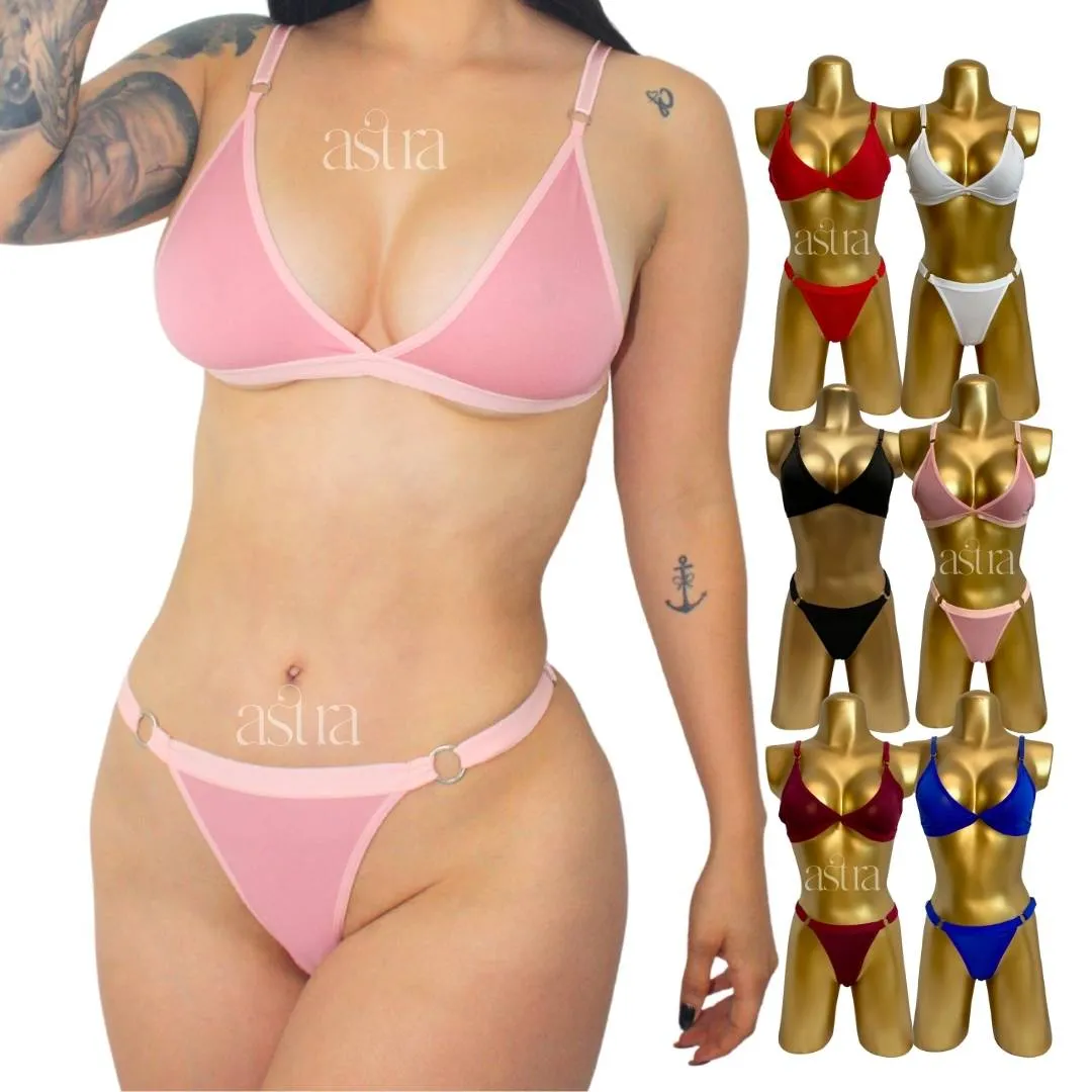 Lencería Sexy Conjunto Tanga + Brasier Ropa Interior Dulce