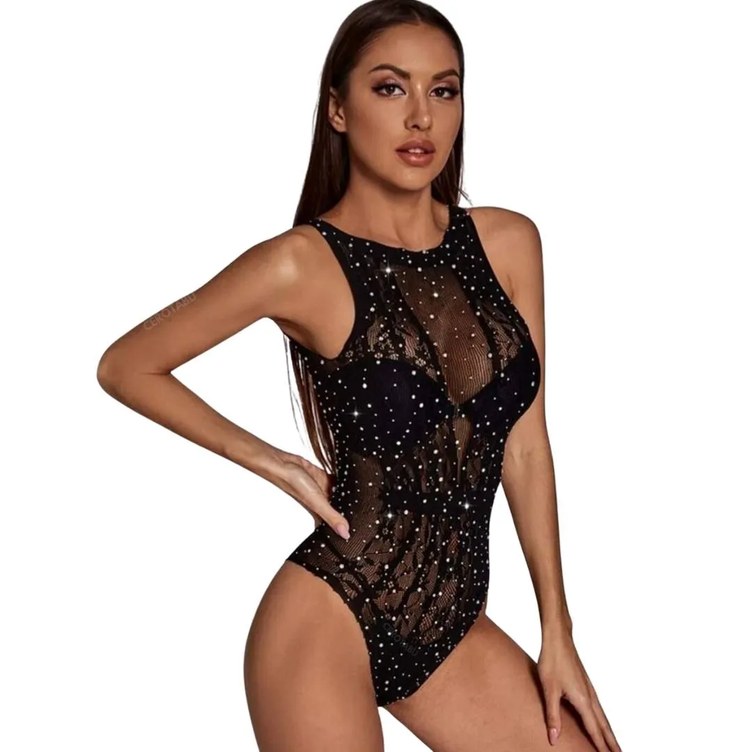 Body Malla Sexy Lencería Femenina Encaje Babydoll Mujer