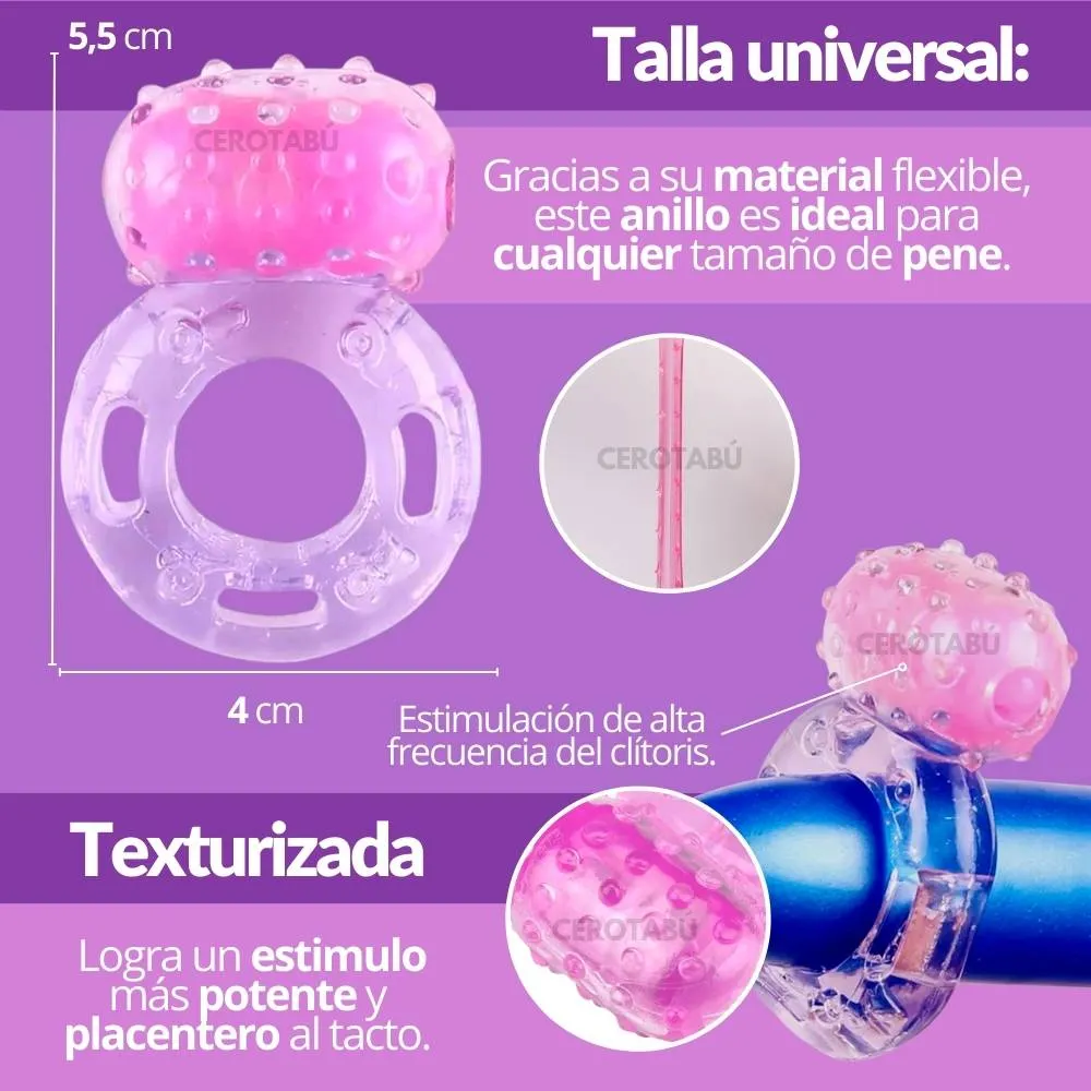 Anillo Vibrador Retardante Para Pene Texturizado Juguete Sexual 