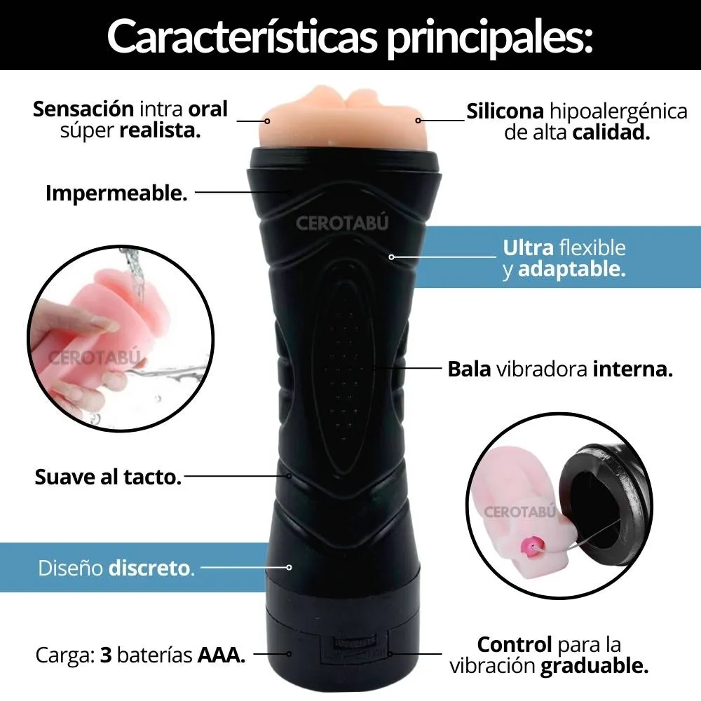 Vibrador Masturbador Masculino Boca Textura Ultra Realista 