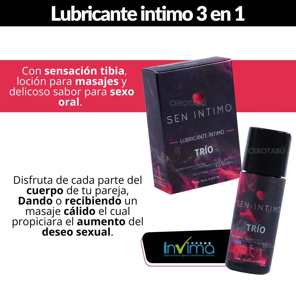 Lubricante Trio 3 En 1 Sexo Oral Vaginal Masajes Sen Intimo 30ml