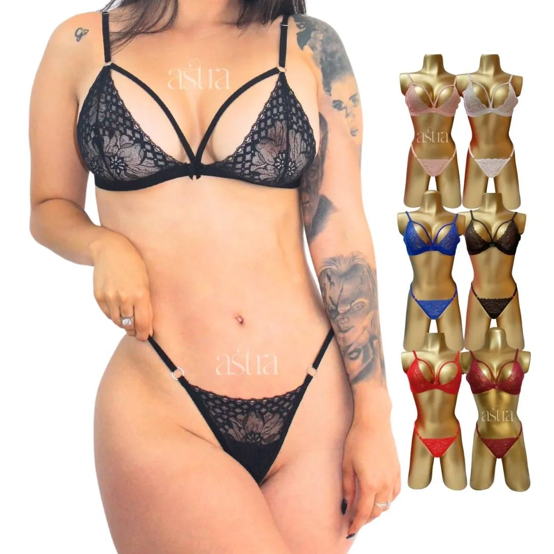 Lenceria Conjunto Ropa Interior Sexy Tanga + Brasier 