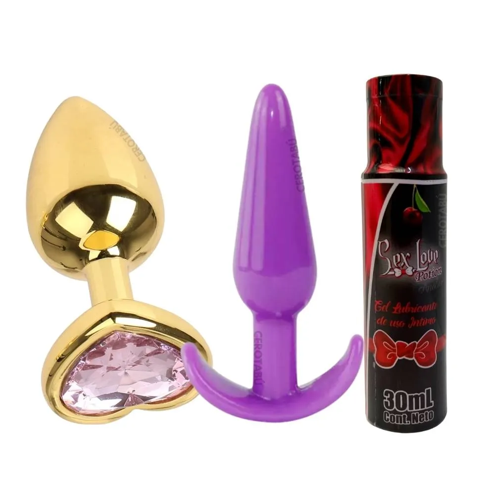 Kit X2 Plug Anal Talla L + Lubricante Anal 10ml Kit Dilatador