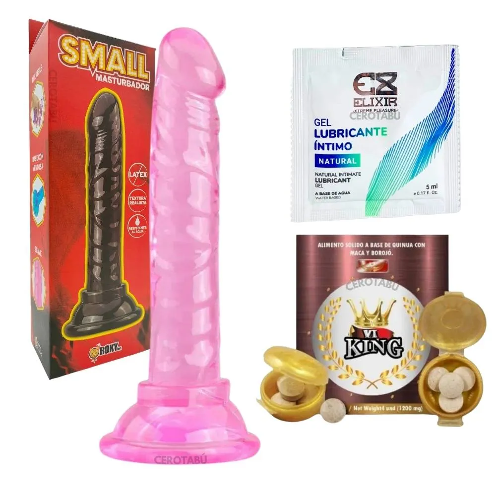 Dildo Realista  + Lubricante Neutro + Potenciador Sexual X4