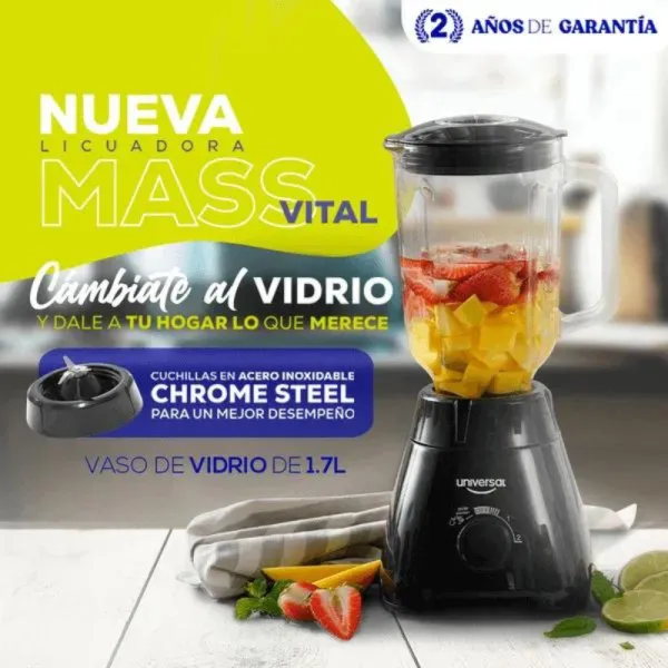 Licuadora Mass Vital UNIVERSAL Vaso Vidrio 2 Velocidades 1.7 litros