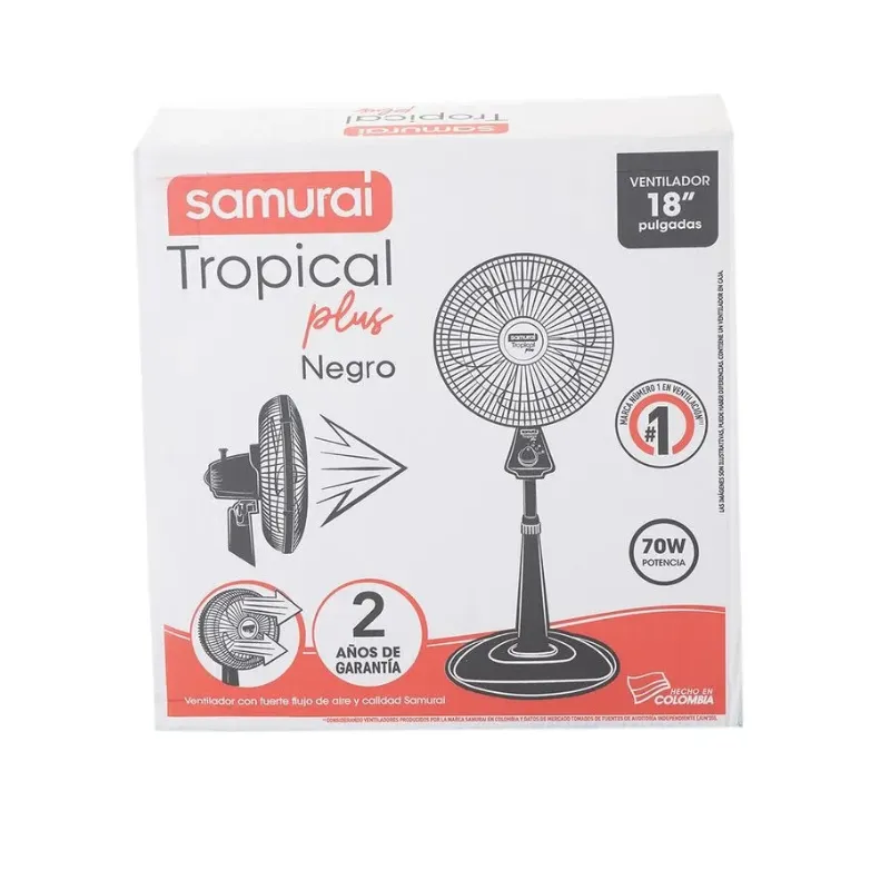 Ventilador SAMURAI Tropical Plus Negro 18″