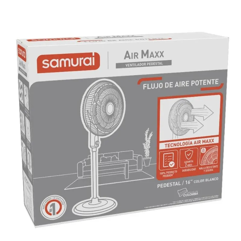 Ventilador Samurai Air Maxx Pedestal 16" Blanco