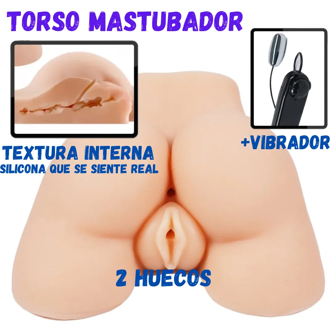 Cola Masturbadora, Torso Masturbador Masculino Doble Hueco, Masturbador Vagina - Ano