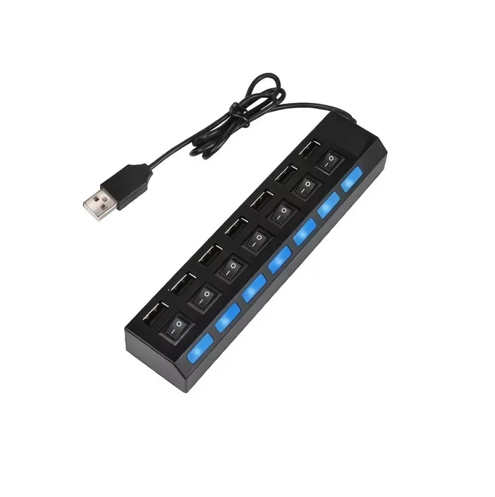 Adaptador Multi- Puertos Usb X7 Interruptor Independiente