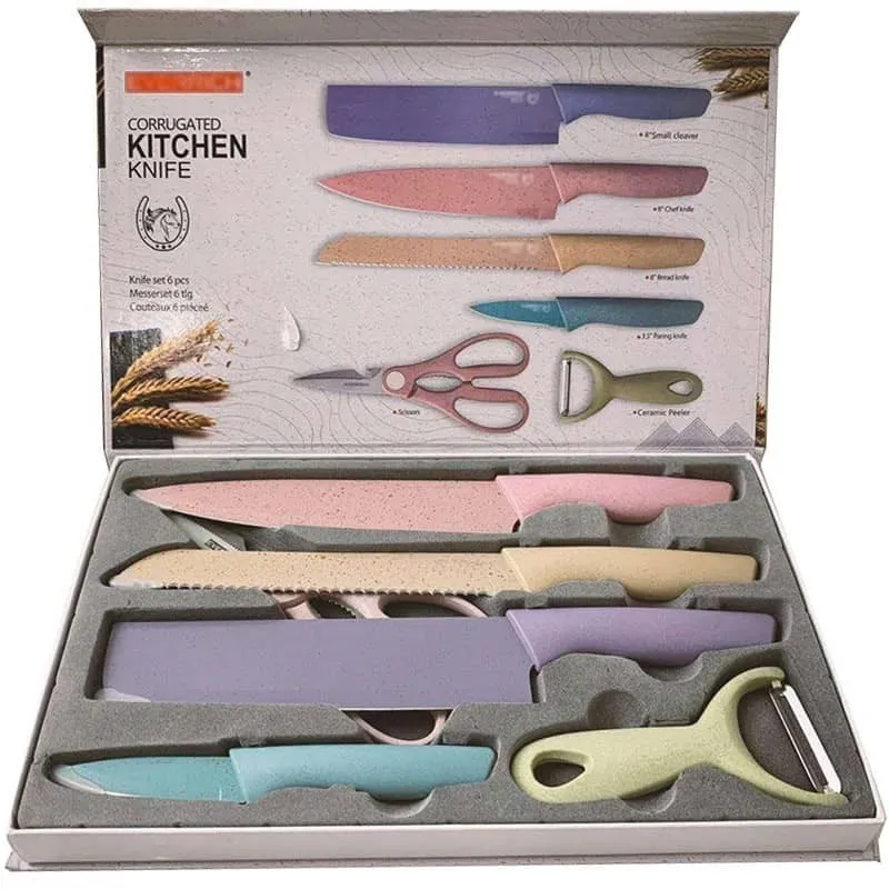 Set De Cuchillos De Ceramica Pastel Diseño Multicolor