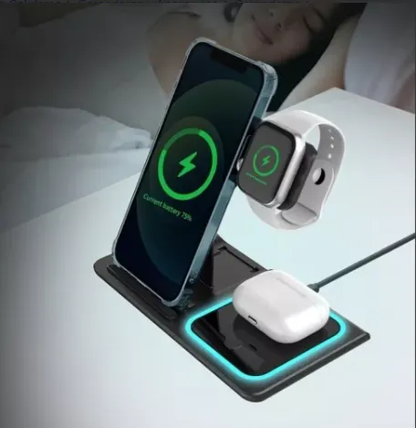 Soporte Cargador Inalámbrico Para iPhone Y Android  3 En 1  Smartwatch y Airpods