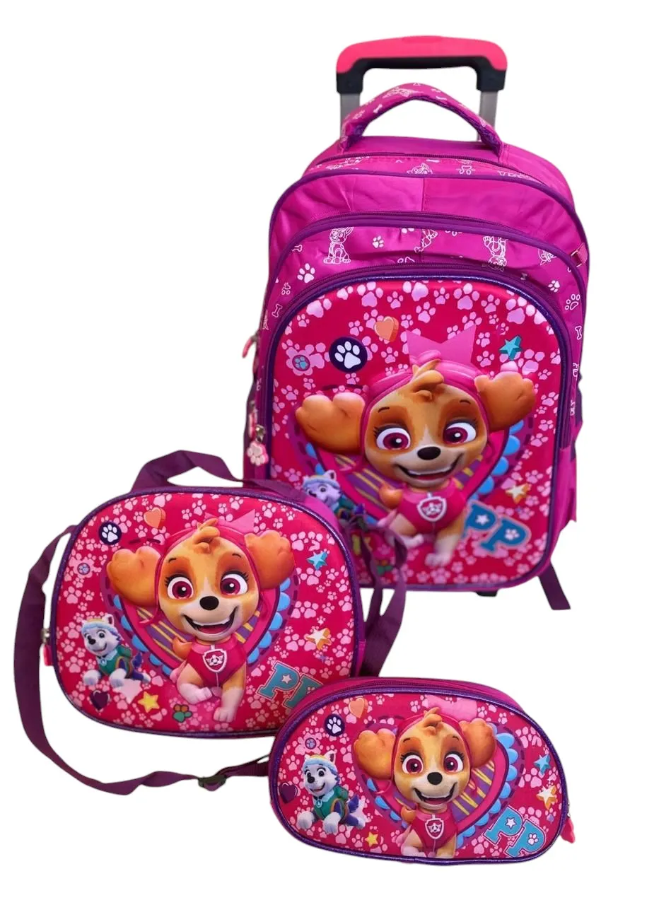 Morral Escolar Trio Con Rueditas Para Niña X 3 -  Paw Patrol