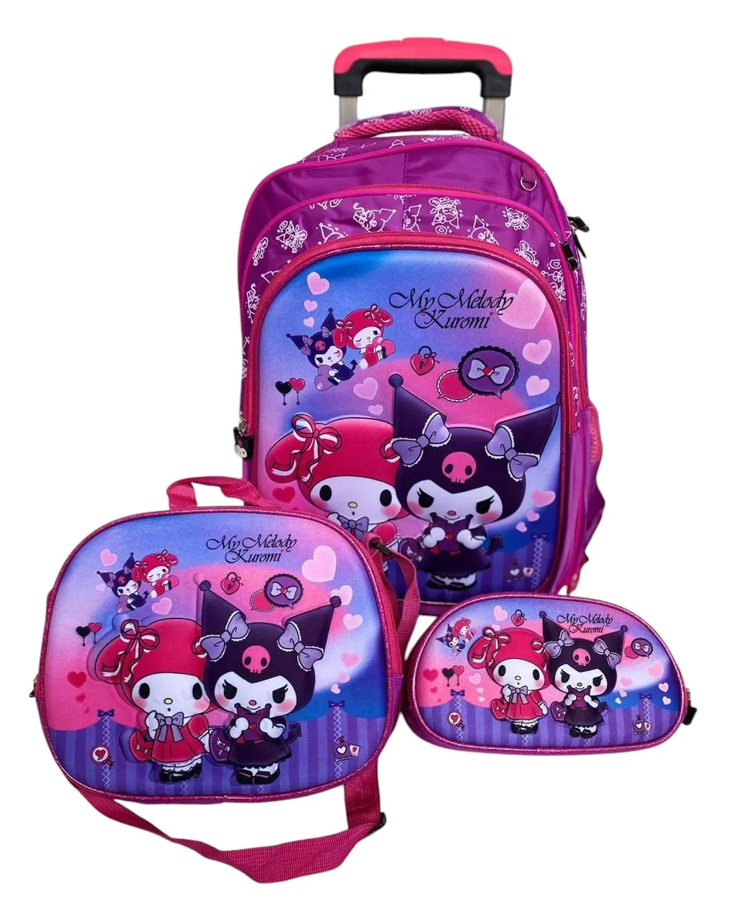 Morral Escolar Trio Con Rueditas Para Niña X 3 - Kuromy 2