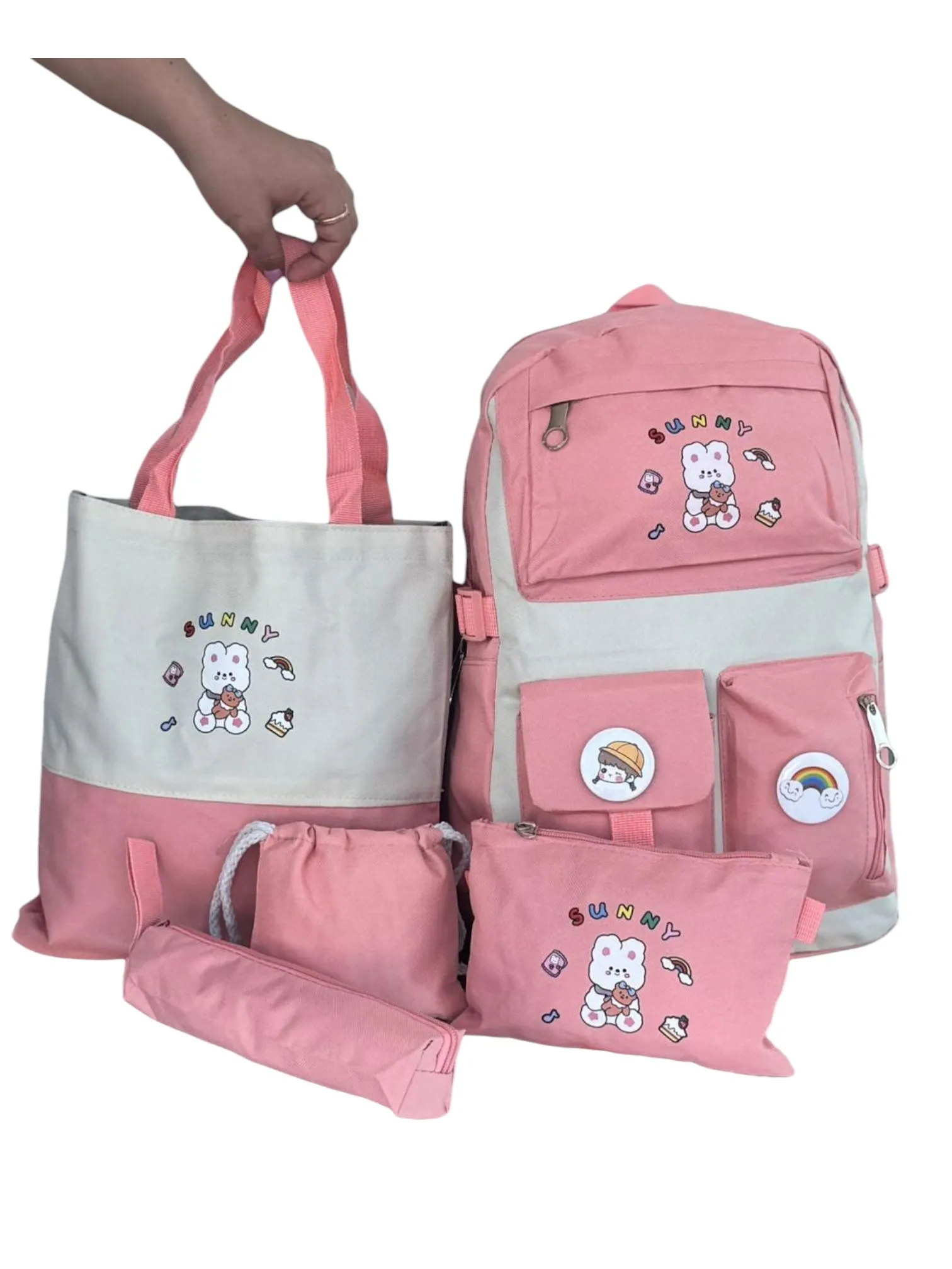 Combo Morral Escolar Sunny x 5 - Rosa