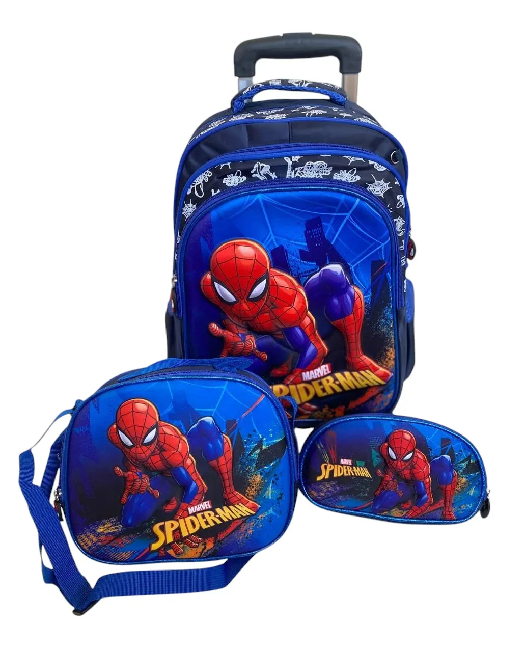 Morral Escolar Trio Con Rueditas Para Niño X 3 -  Spidermen