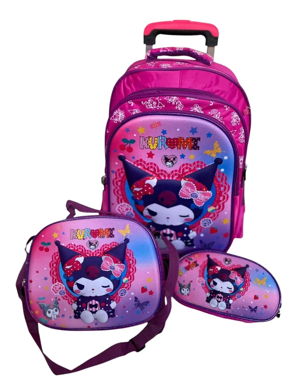 Morral Escolar Trio Con Rueditas Para Niña X 3 - Kuromy 1