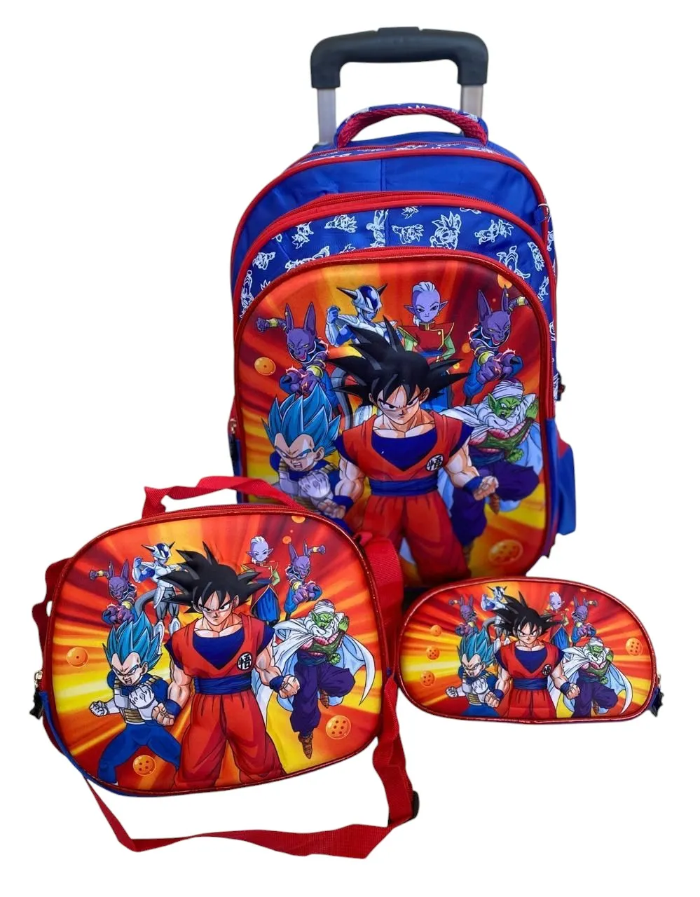 Morral Escolar Trio Con Rueditas Para Niño X 3 -  Dragon Ball