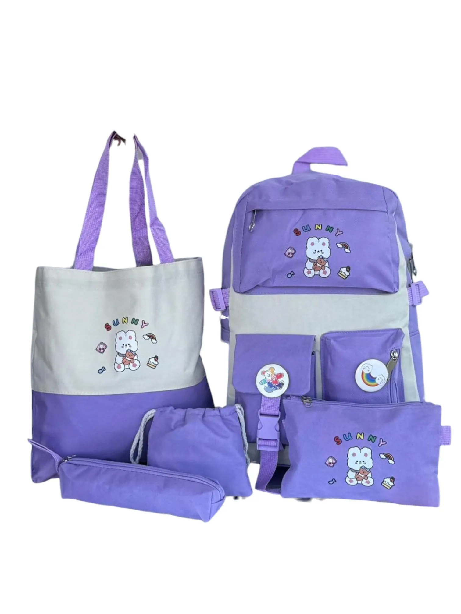 Combo Morral Escolar Sunny x 5 - Lila