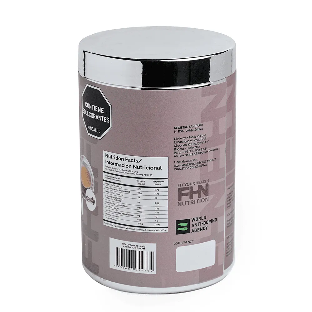 Proteína Heal Protein Chocolate Cream 23 Servicios 1.5 LIBRAS + Obsequio Shaker