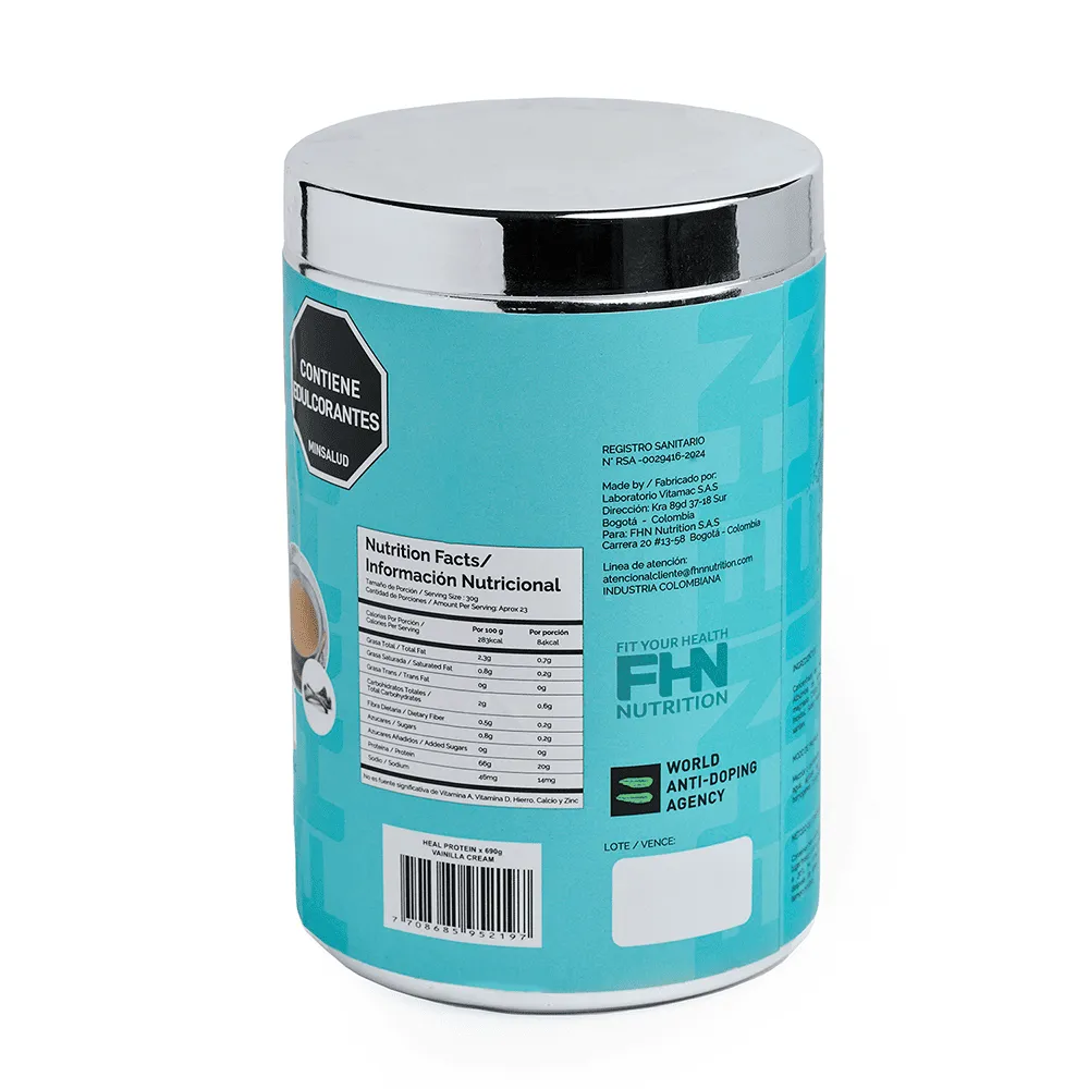 Proteína Heal Protein Vainilla Cream  23 Servicios 1.5 LIBRAS + Obsequio Shaker