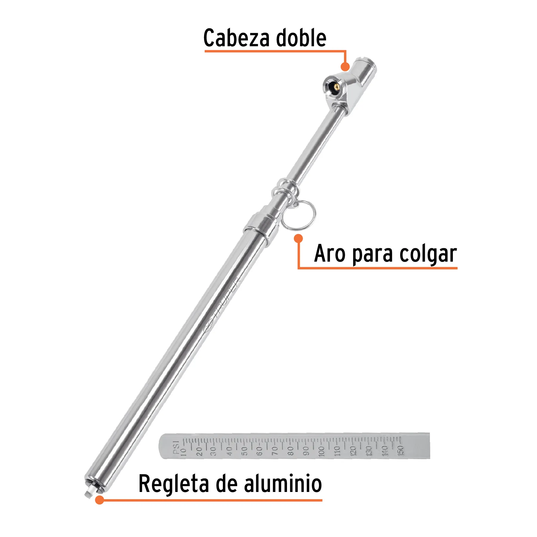 Calibrador De 10 Psi A 200 Psi Con Cabeza Doble, Uso Rudo Truper