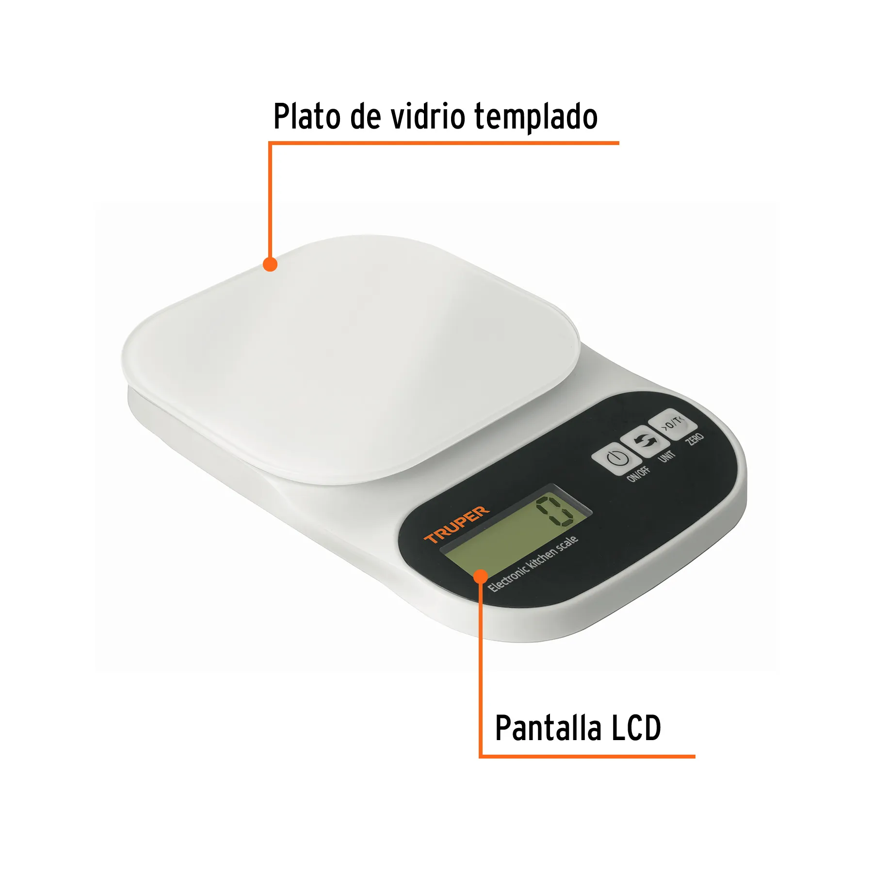 Báscula Digital Gramera Plato De Vidrio 5 Kg Truper