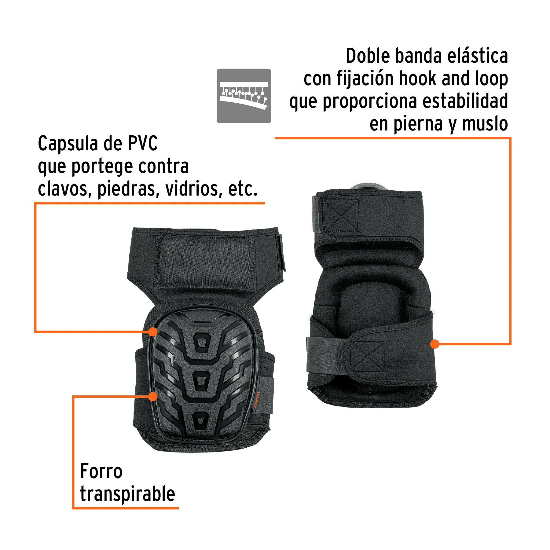 Par Rodilleras Protectoras En Eva Gel Pvc Truper Ergonómicas