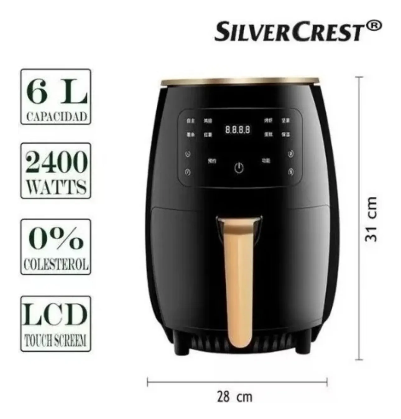 Olla Freidora De Aire Air Fryer Silver Crest 6l + Parrilla