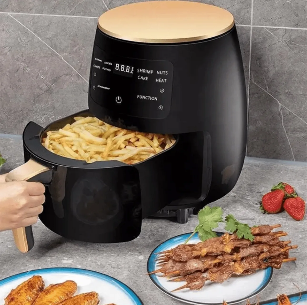 Olla Freidora De Aire Air Fryer Silver Crest 6l + Parrilla