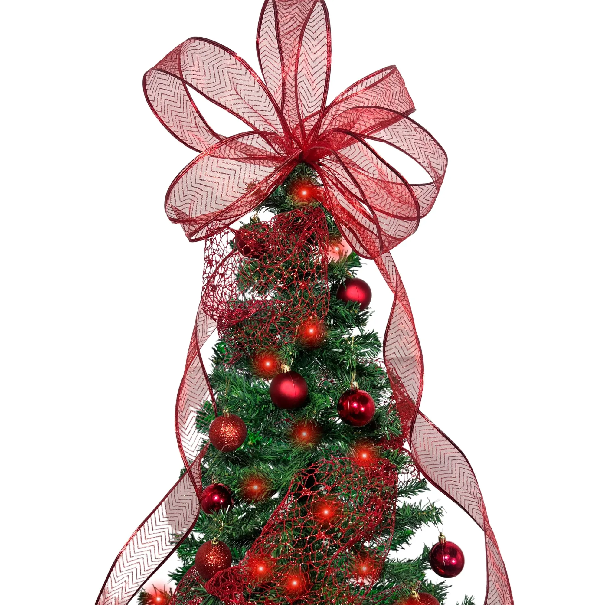 Kit Árbol De Navidad 180cm  Con Decoración Roja Y Luces